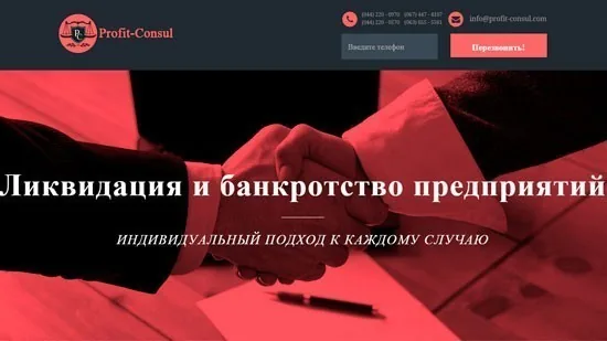 создание Landing Ликвидация ООО, СПД