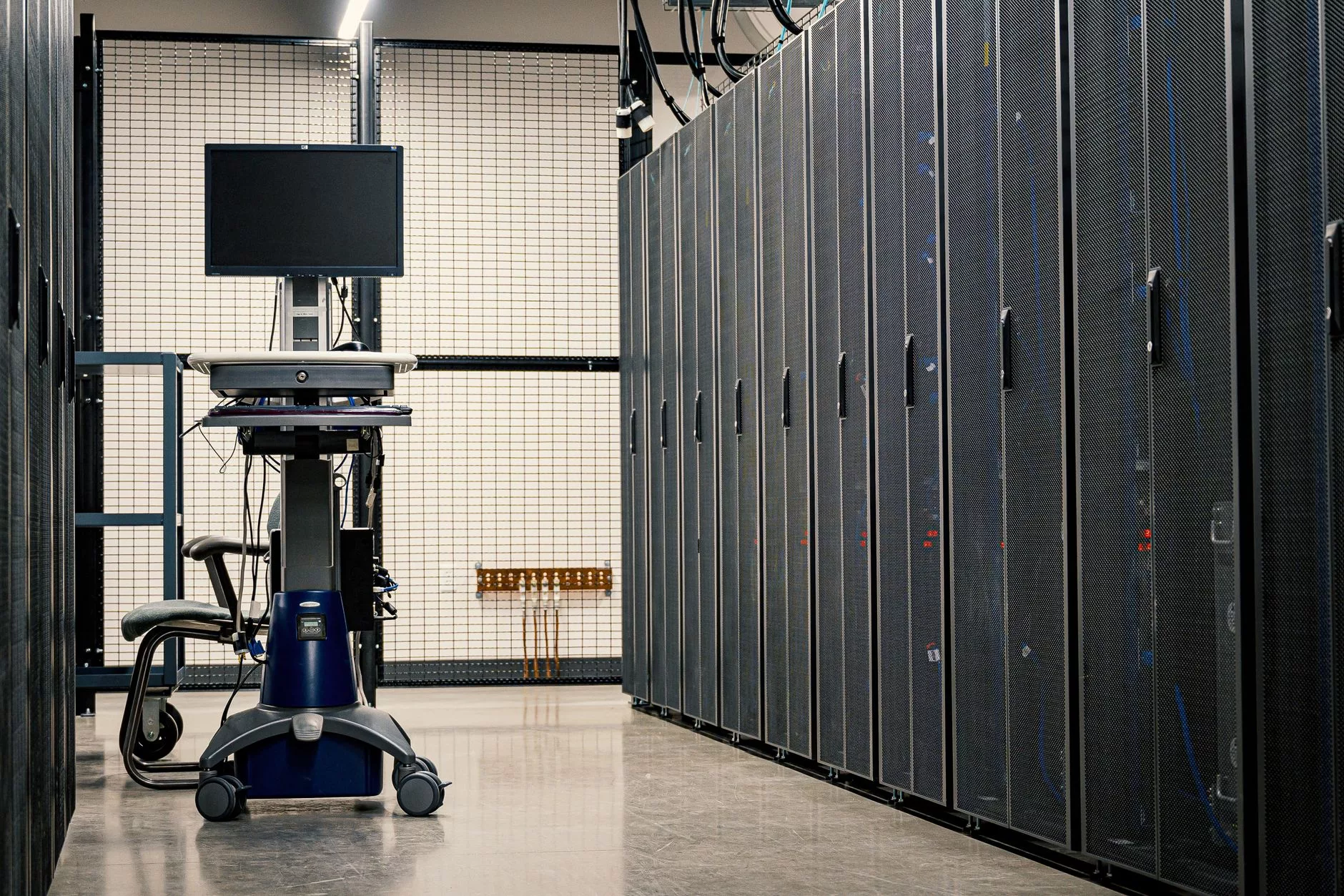 The Mandatory Foundations: Hosting, Domains, and Essential Infrastructure modern web hosting data center server racks glowing blue