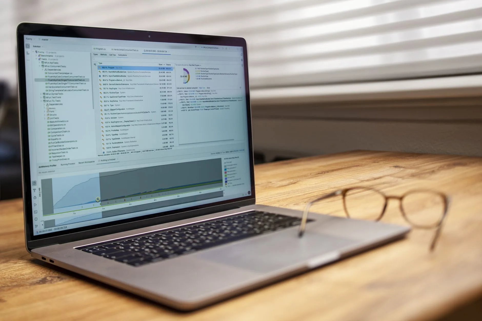 a laptop displaying detailed search engine optimization analytics and graphs