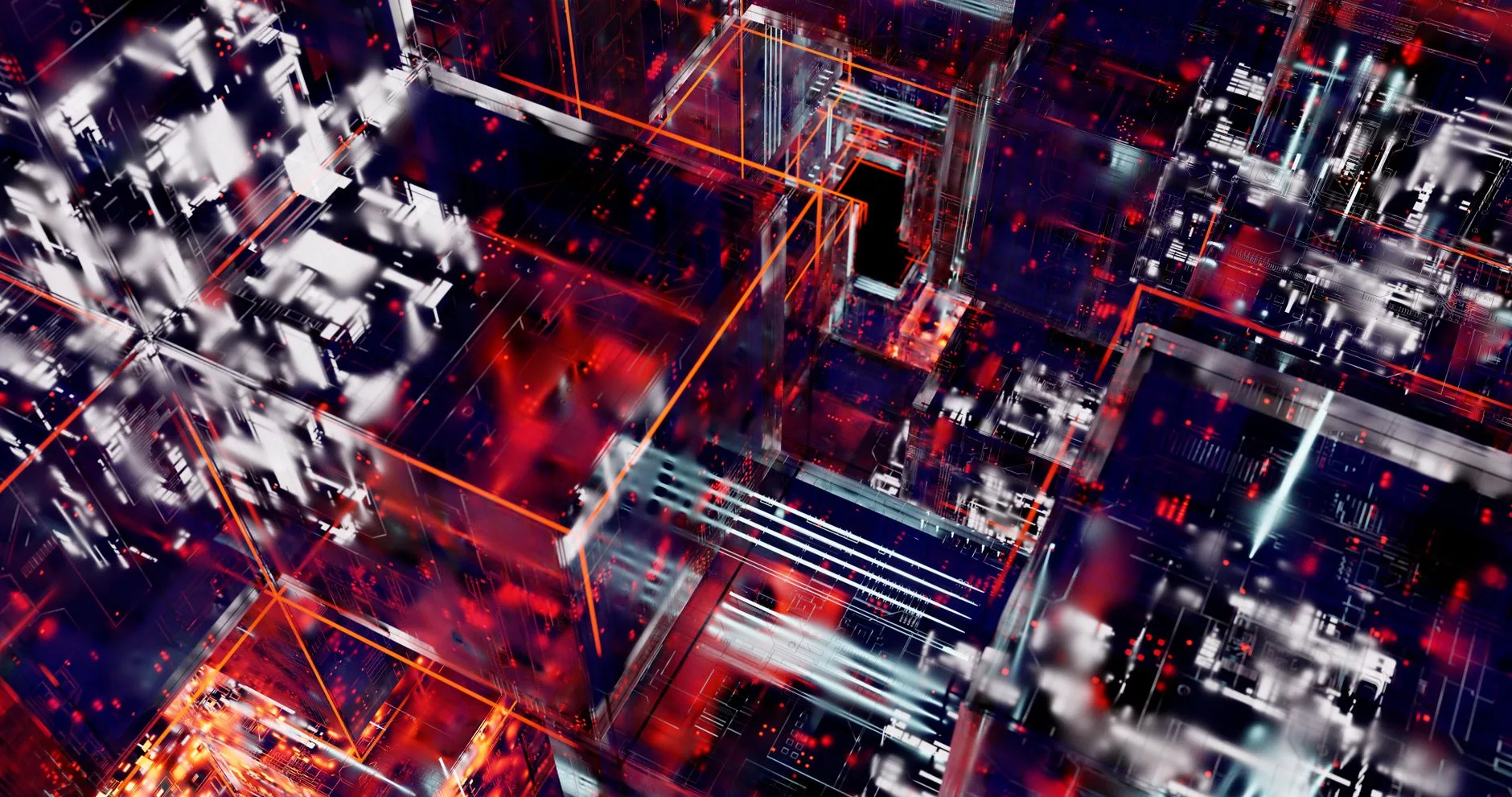 abstract digital illustration of virtual server nodes connected in a cloud network